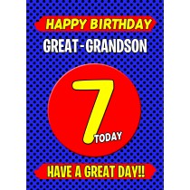 Great Grandson 7th Birthday Card (Blue)