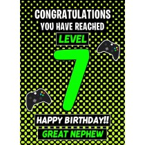 Great Nephew 7th Birthday Card (Level Up Gamer)