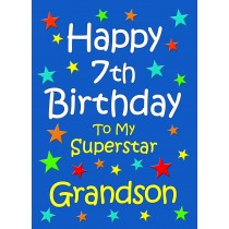 Grandson 7th Birthday Card (Blue)