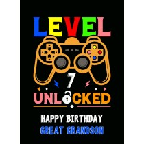 Great Grandson 7th Birthday Card (Gamer, Design 4)