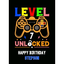 Stepson 7th Birthday Card (Gamer, Design 4)