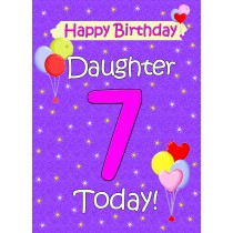 Daughter 7th Birthday Card (Lilac)