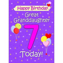Great Granddaughter 7th Birthday Card (Lilac)