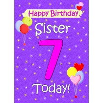 Sister 7th Birthday Card (Lilac)