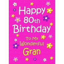 Gran 80th Birthday Card (Pink)