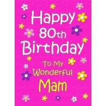 Mam 80th Birthday Card (Pink)