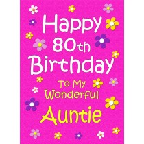 Auntie 80th Birthday Card (Pink)