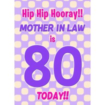 Mother in Law 80th Birthday Card (Purple Spots)