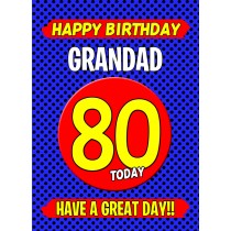 Grandad 80th Birthday Card (Blue)