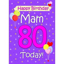 Mam 80th Birthday Card (Lilac)