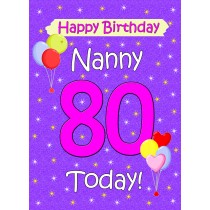 Nanny 80th Birthday Card (Lilac)