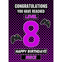 Niece 8th Birthday Card (Level Up Gamer)