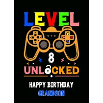 Grandson 8th Birthday Card (Gamer, Design 4)