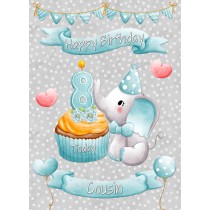 Cousin 8th Birthday Card (Grey Elephant)