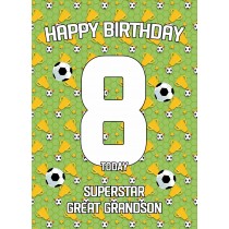 8th Birthday Football Card for Great Grandson