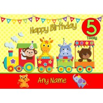 Personalised Kids Birthday Card Yellow Train (Any Name, Any Age)