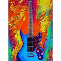 Electric Guitar Instrument Colourful Art Blank Greeting Card