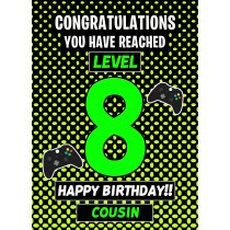 Cousin 8th Birthday Card (Level Up Gamer)
