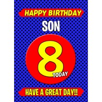 Son 8th Birthday Card (Blue)
