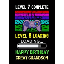 Great Grandson 8th Birthday Card (Gamer, Design 2)