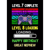 Great Nephew 8th Birthday Card (Gamer, Design 2)