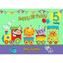Personalised Kids Birthday Card GreenTrain (Any Name, Any Age)
