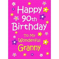Granny 90th Birthday Card (Pink)