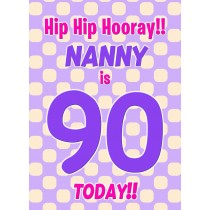 Nanny 90th Birthday Card (Purple Spots)