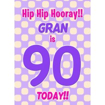 Gran 90th Birthday Card (Purple Spots)