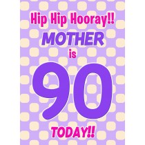 Mother 90th Birthday Card (Purple Spots)