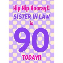 Sister in Law 90th Birthday Card (Purple Spots)
