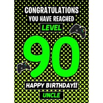 Uncle 90th Birthday Card (Level Up Gamer)