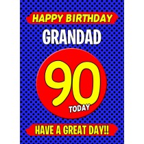 Grandad 90th Birthday Card (Blue)