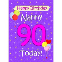 Nanny 90th Birthday Card (Lilac)