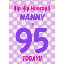 Nanny 95th Birthday Card (Purple Spots)