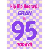 Gran 95th Birthday Card (Purple Spots)