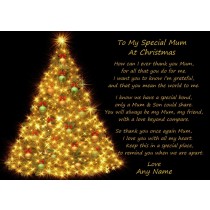 Personalised Christmas Verse Poem Greeting Card (Special Mum, from Son, Black)