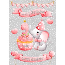 Granddaughter 9th Birthday Card (Grey Elephant)
