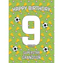 9th Birthday Football Card for Grandson