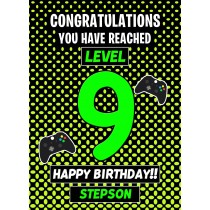 Stepson 9th Birthday Card (Level Up Gamer)