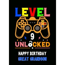 Great Grandson 9th Birthday Card (Gamer, Design 4)