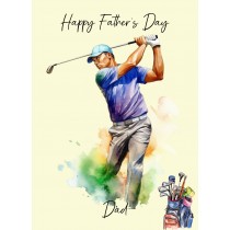 Golf Watercolour Art Fathers Day Card for Dad