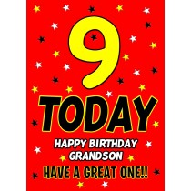 9 Today Birthday Card (Grandson)