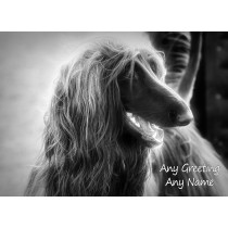 Personalised Afghan Hound Dog Black and White Art Greeting Card (Birthday, Christmas, Any Occasion)