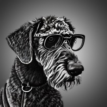 Airedale Funny Black and White Art Blank Card (Spexy Beast)
