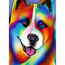 Akita Dog Colourful Abstract Art Blank Greeting Card