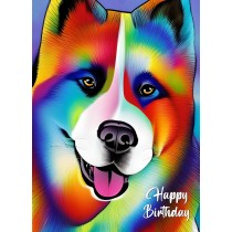 Akita Dog Colourful Abstract Art Birthday Card