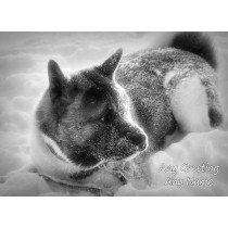 Personalised Akita Black and White Art Greeting Card (Birthday, Christmas, Any Occasion)