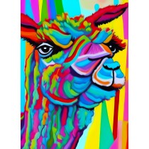 Alpaca Animal Colourful Abstract Art Blank Greeting Card
