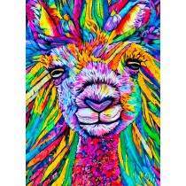 Alpaca Animal Colourful Abstract Art Blank Greeting Card